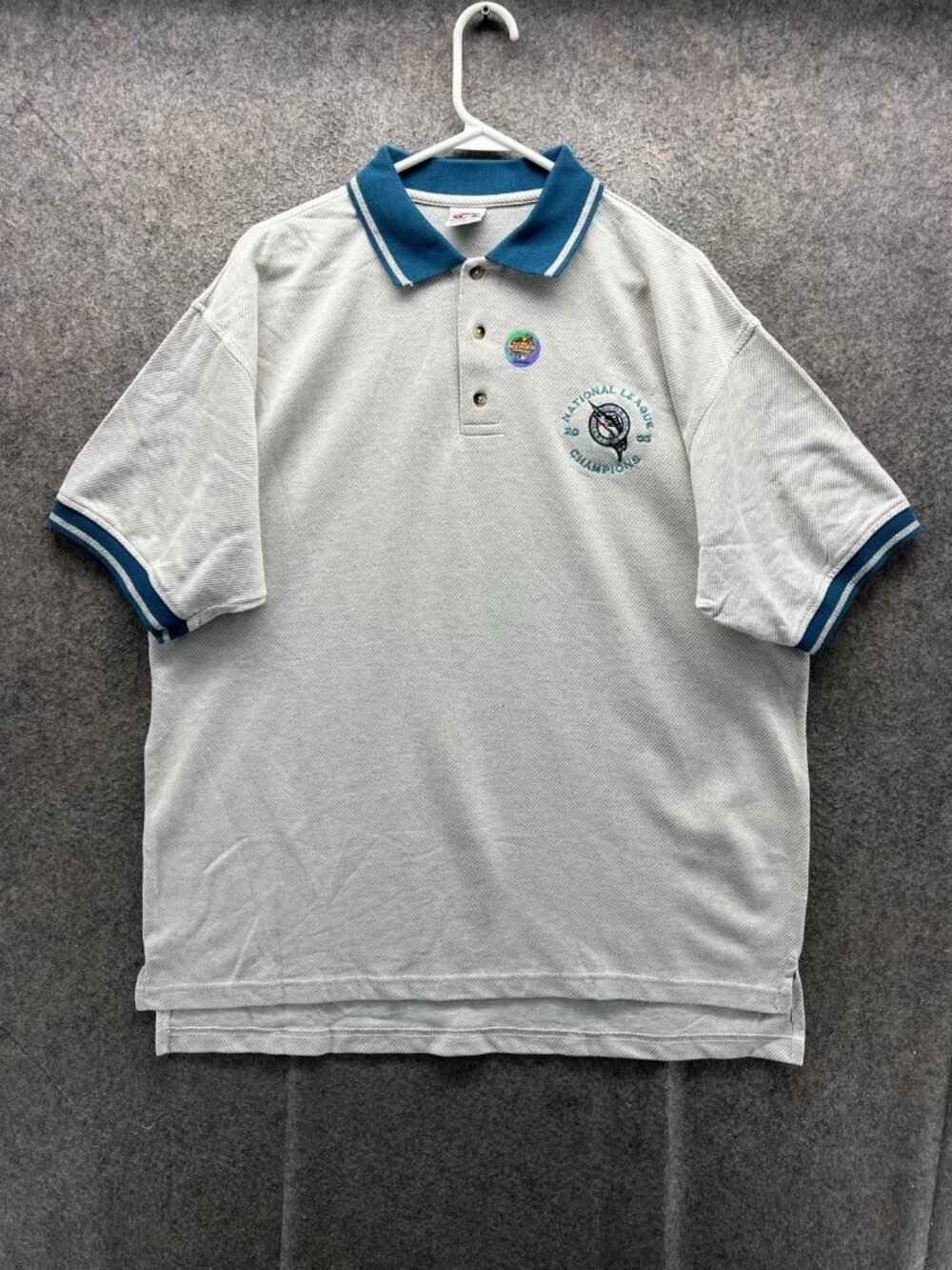 Vintage Florida Marlins Shirt Polo Mens XL Gray MLB Baseball True Fan 2003